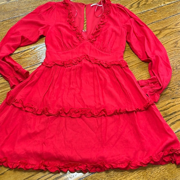 Mi Ami by Francesca’s red ruffle mini dress.  New with tags. Size Medium. - Picture 2 of 13